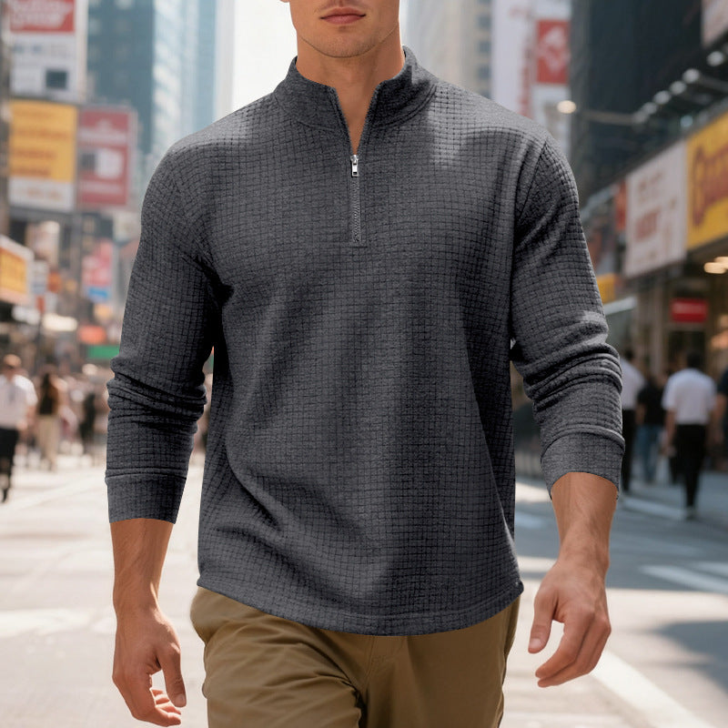 ✨Men's Quarter-Zip Jacquard Pullover Sweatshirt
