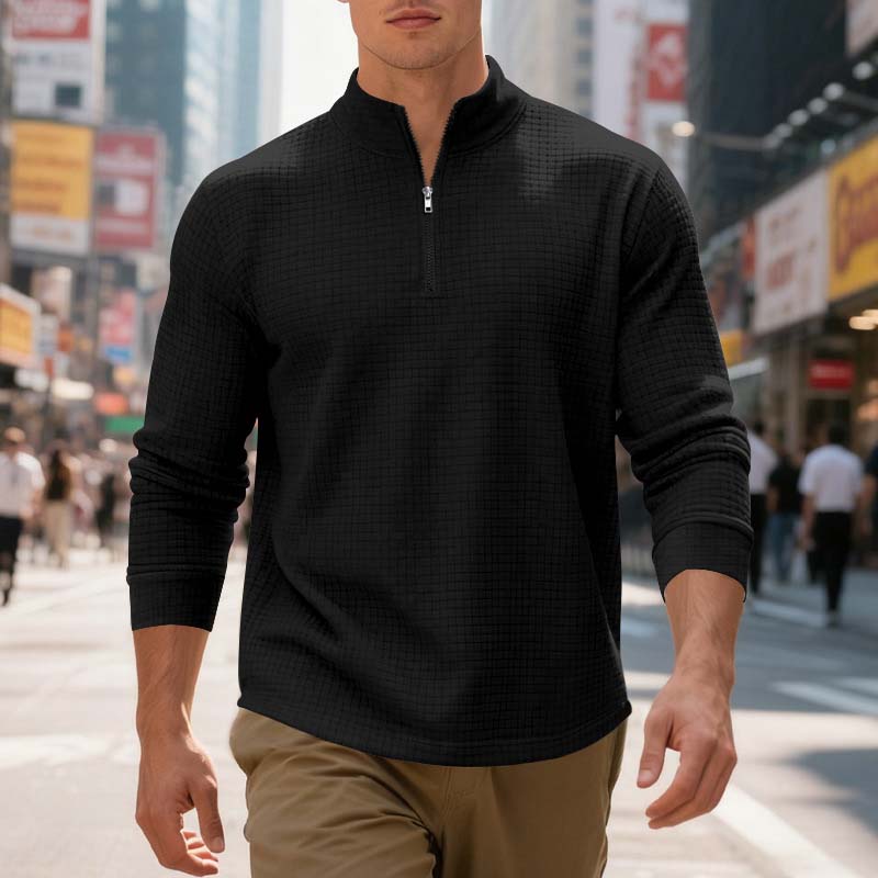 ✨Men's Quarter-Zip Jacquard Pullover Sweatshirt