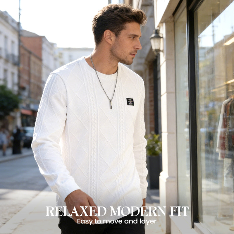 ✈️Hot Sale Offers-Men's Textured Crew Neck Sweatshirt