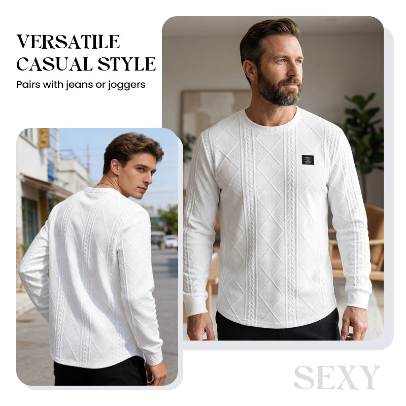 ✈️Hot Sale Offers-Men's Textured Crew Neck Sweatshirt