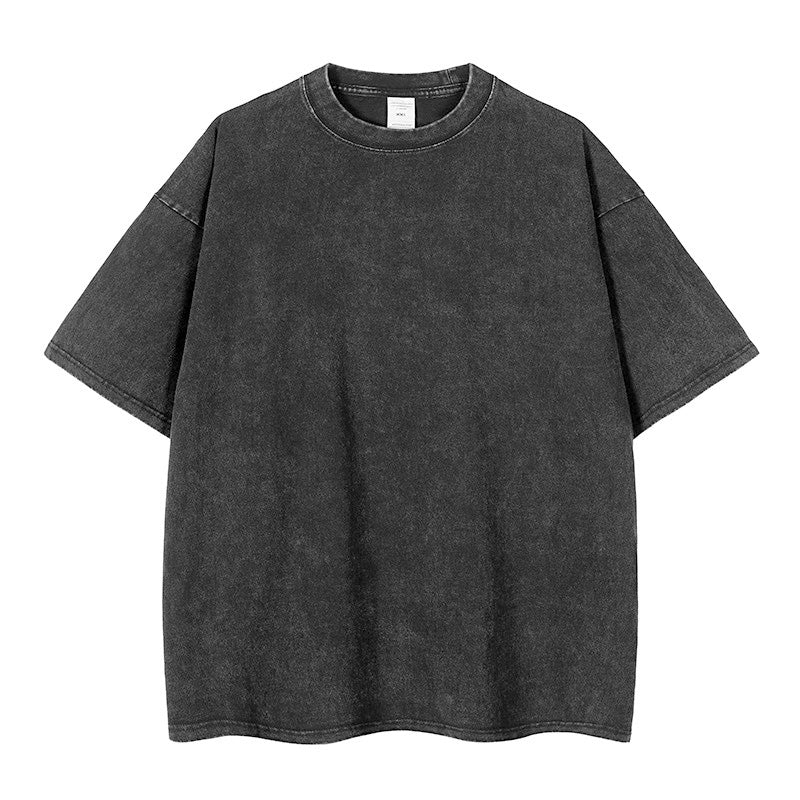 Loose Vintage Solid Color Short Sleeve Top