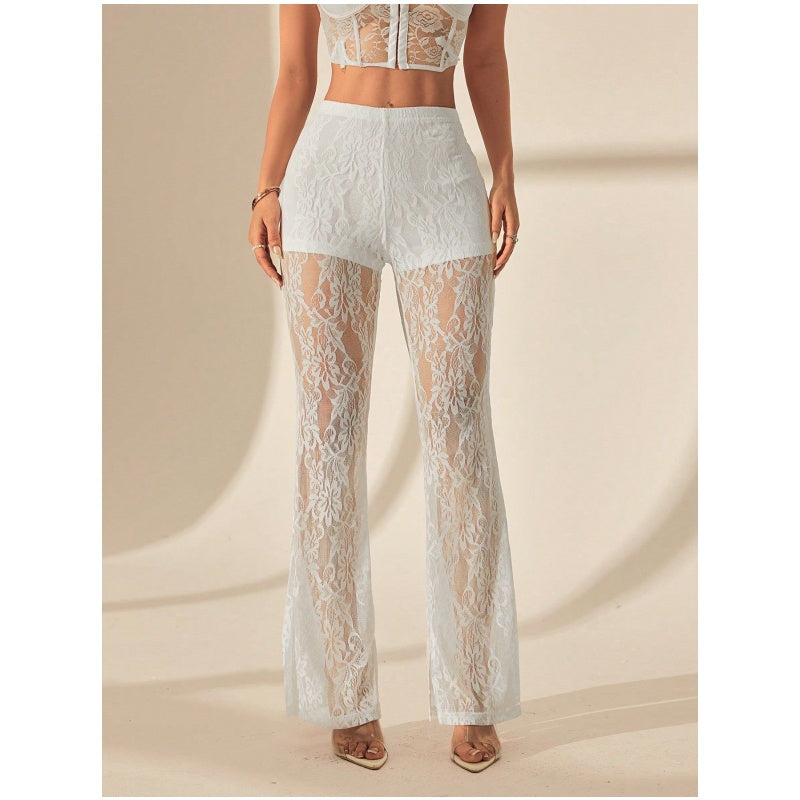 👖40% OFF!🌞Elegant Lace Flare Pants with High-Waisted Design