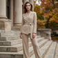 🔥Limited-time offer-Women's Elegant Tie-Waist Blazer and Wide-Leg Pants Suit Set