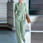 🔥Limited-time offer-Women's Elegant Tie-Waist Blazer and Wide-Leg Pants Suit Set