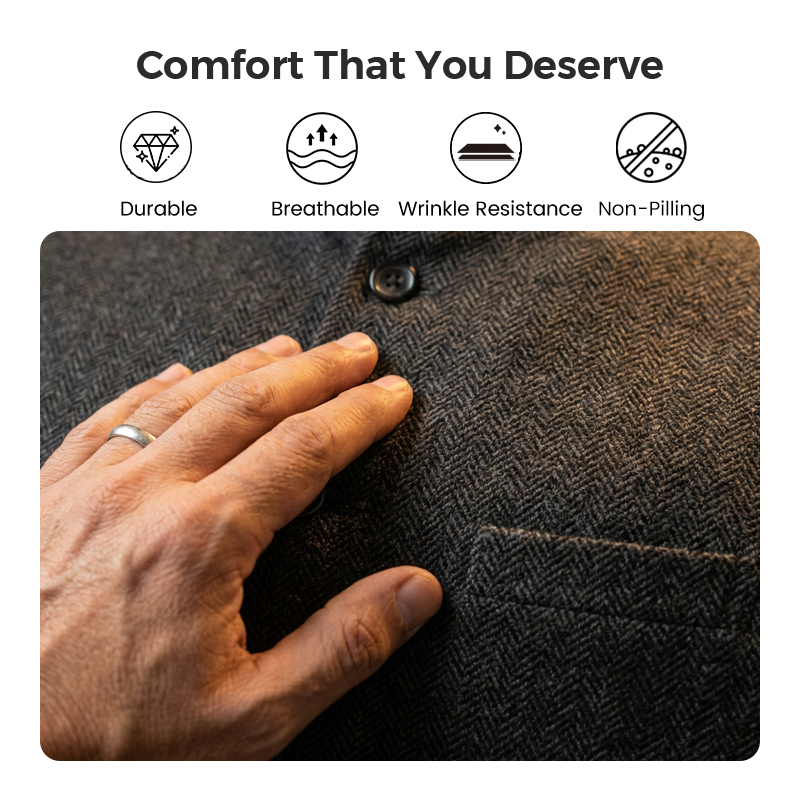 🔥Hot Sale Offers-Men's Herringbone Waistcoat with Stand Collar