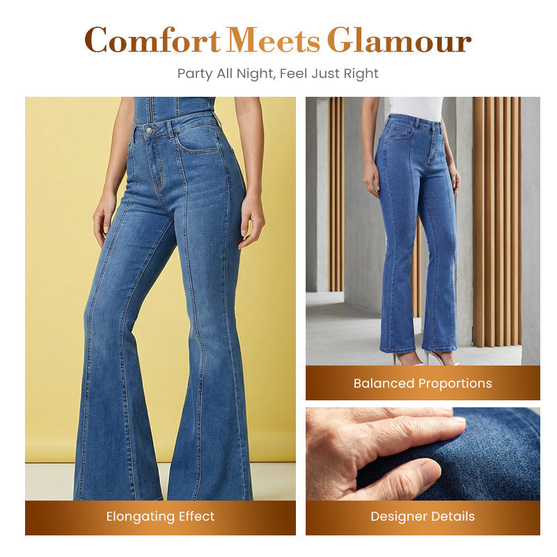 Women's Retro Flared Leg Denim Pants