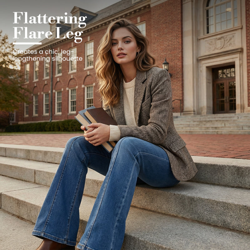 Women's Retro Flared Leg Denim Pants