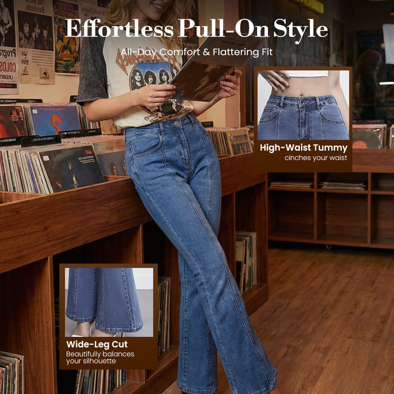 Women's Retro Flared Leg Denim Pants