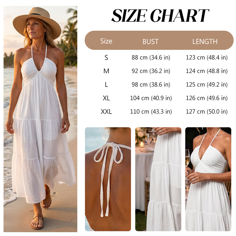 💃New Arrival Special Price:￡15.99!!✨30K+ SOLD🌸Halter Neck Backless Tiered Maxi Dress