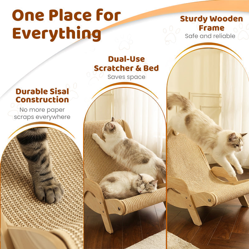 ✨ 2026 New Arrival | 2-in-1 Sisal Cat Scratcher Lounger | Space-Saving & Durable 🐱