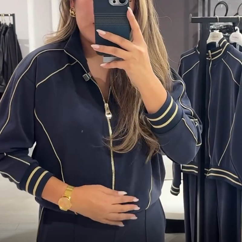 🔥Hot Sale Offers-Elegant Zip-Up Jacket & Wide-Leg Pants Set