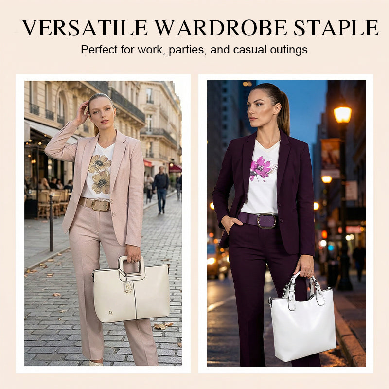 Women's Blazer & Pants 3-Piece Set with T-Shirt