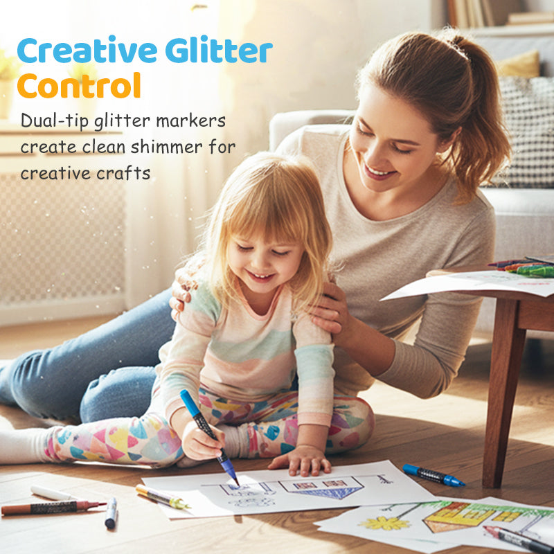 💖24 Colors Dual-Tip Glitter Marker Set