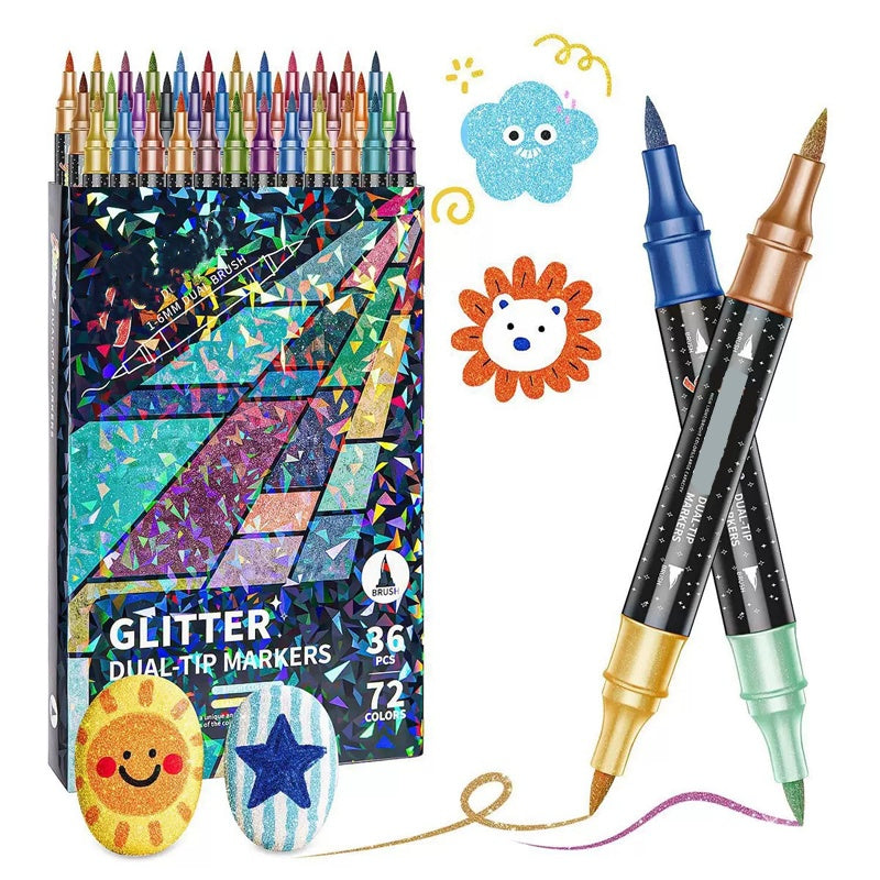 💖24 Colors Dual-Tip Glitter Marker Set