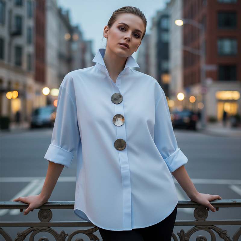 🔥Limited-time offer-Women's Oversized Button-Down Shirt with Statement Buttons