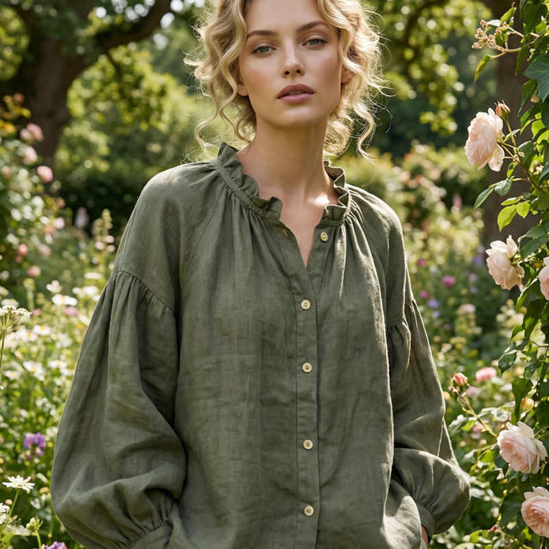 Women's Loose Fit Button-Down Shirt & Pants Set