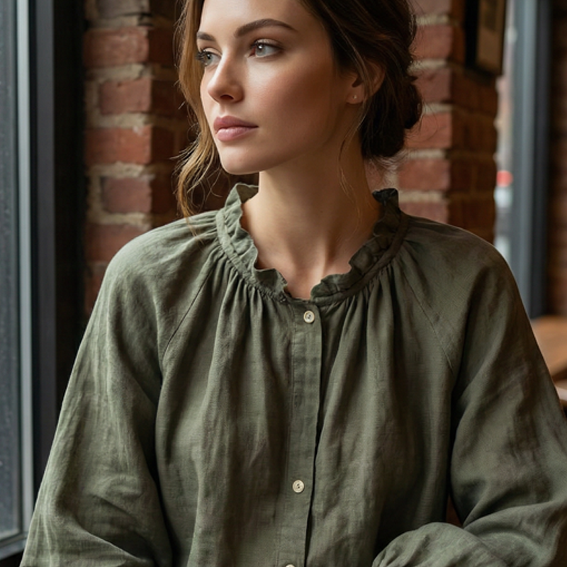 Women's Loose Fit Button-Down Shirt & Pants Set