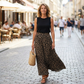 Flowy Leopard Print High Waist Maxi Skirt