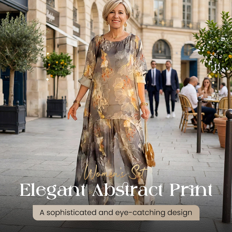 Women's Floral Print Asymmetrical Tunic & Pants Set