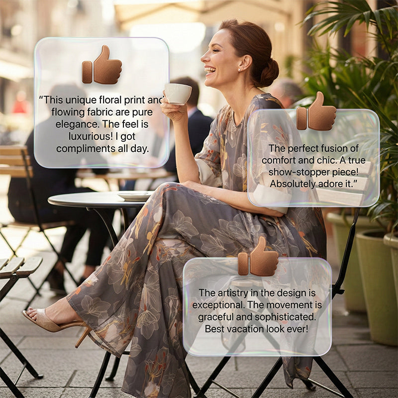 Women's Floral Print Asymmetrical Tunic & Pants Set