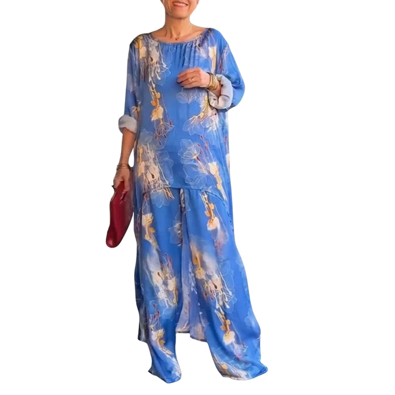 Women's Floral Print Asymmetrical Tunic & Pants Set