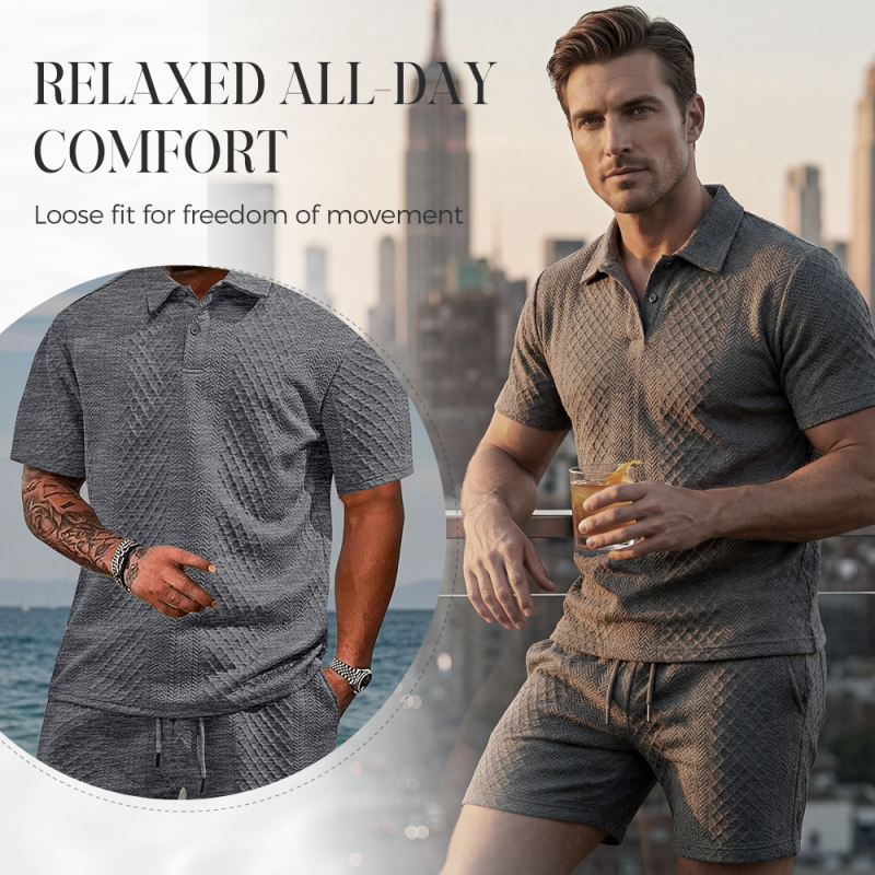 💞50K+ SOLD!💥🩳Men's Diamond Print 2-Piece Set – Ready in seconds! Soft, breathable top with easy shorts. No fuss, just style. Perfect for garden BBQs or coffee dates.