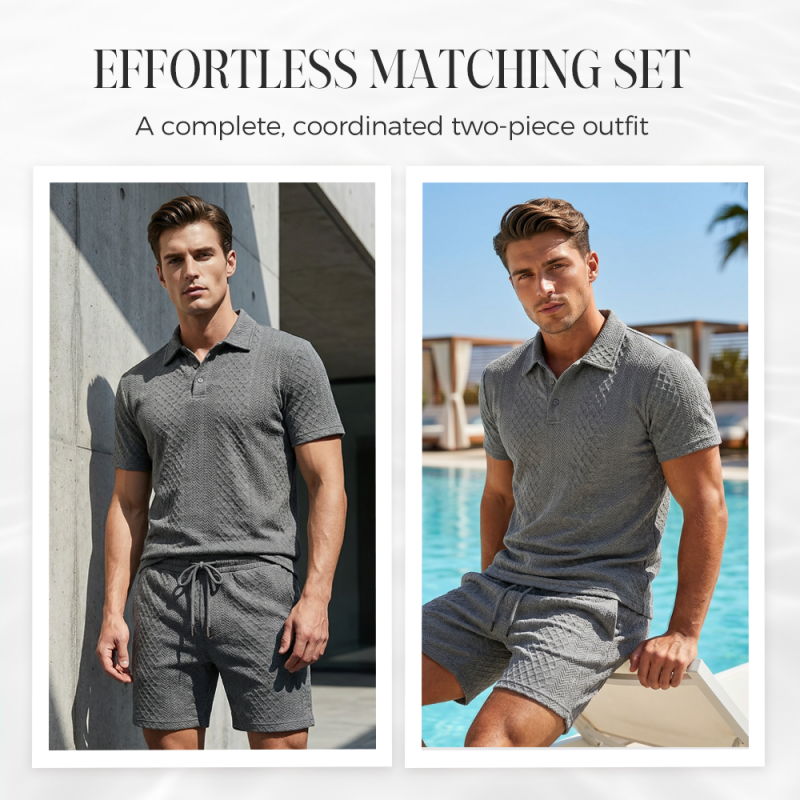 💞50K+ SOLD!💥🩳Men's Diamond Print 2-Piece Set – Ready in seconds! Soft, breathable top with easy shorts. No fuss, just style. Perfect for garden BBQs or coffee dates.