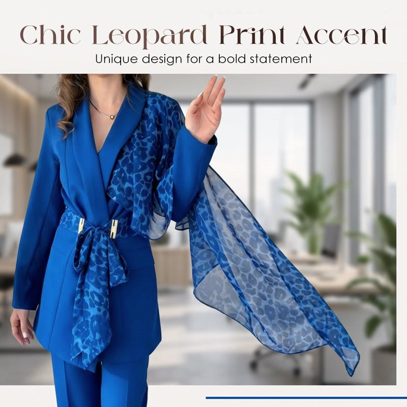 🔥Limited-time offer-Women's Leopard Accent Blazer & Pants Set