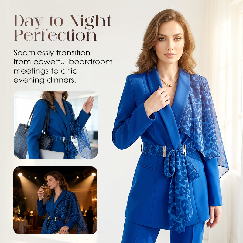 🔥Limited-time offer-Women's Leopard Accent Blazer & Pants Set