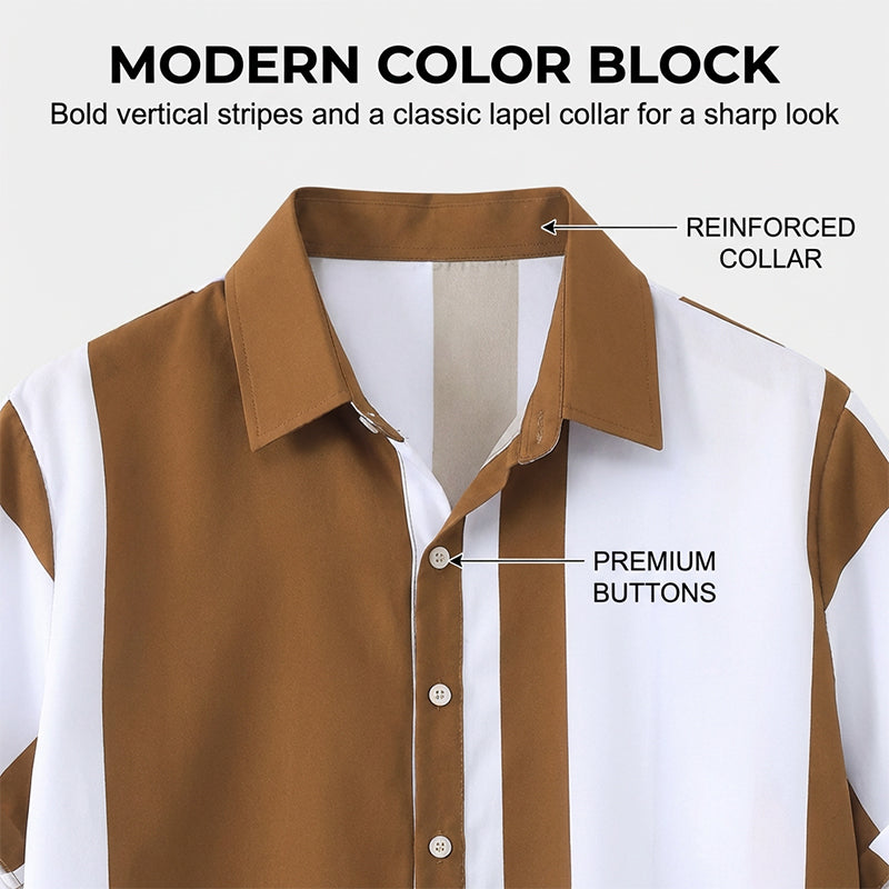 Men's Color-Block Shirt & Pants 2-Piece Set