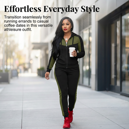 🔥Hot Sale Offers-Women's 2-Piece Color-Block Tracksuit Set