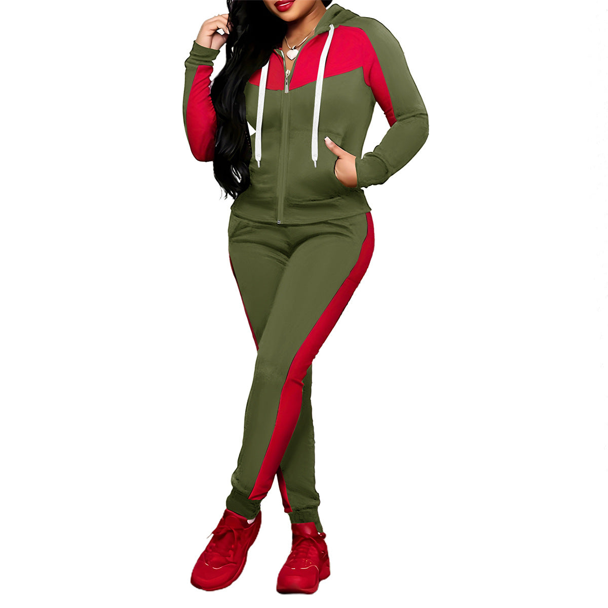 🔥Hot Sale Offers-Women's 2-Piece Color-Block Tracksuit Set