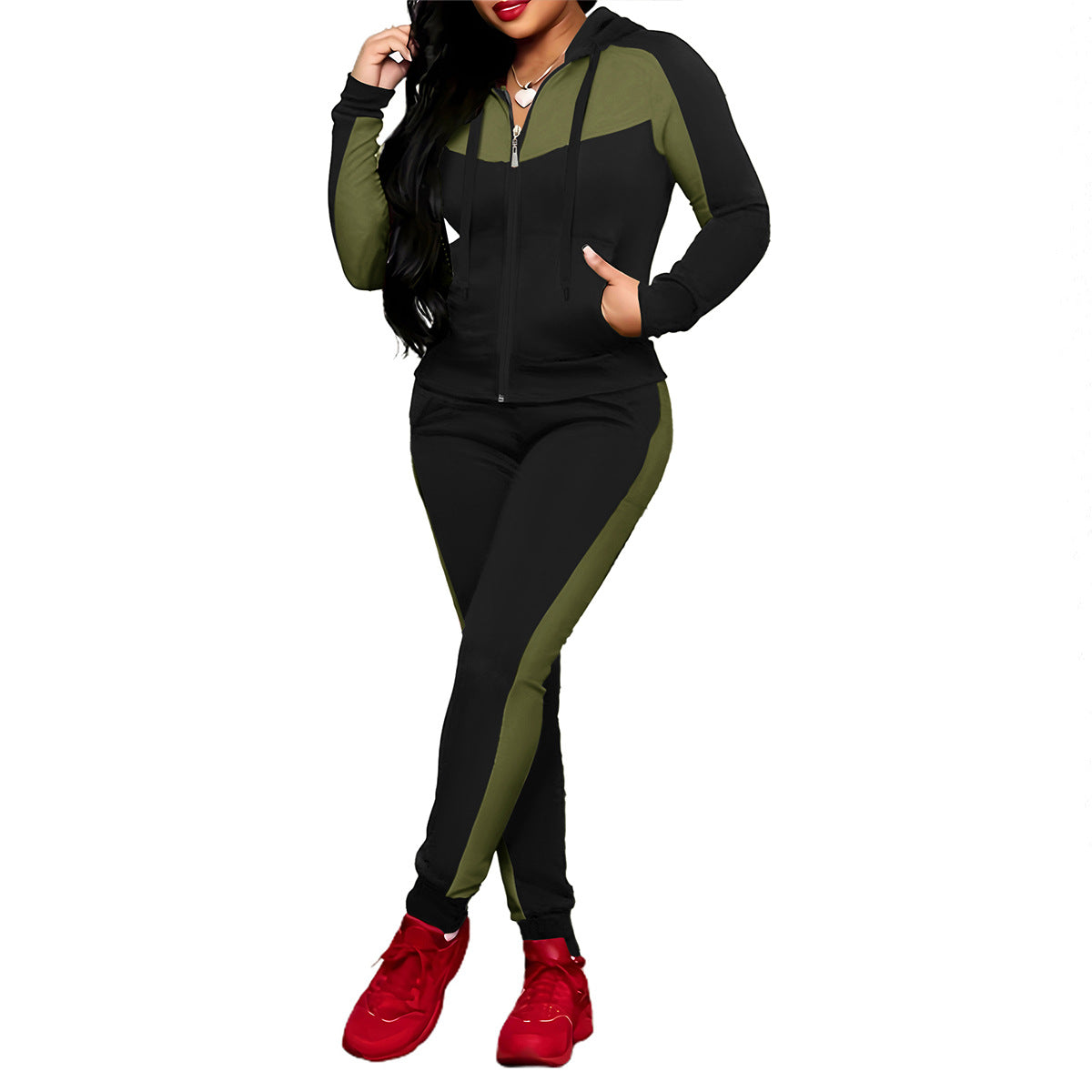🔥Hot Sale Offers-Women's 2-Piece Color-Block Tracksuit Set