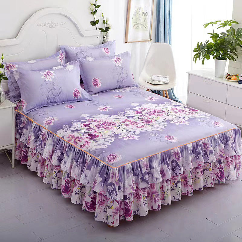 🔥Hot Sale Offers-3-Piece Floral Ruffled Bed Sheet & Pillowcases Set