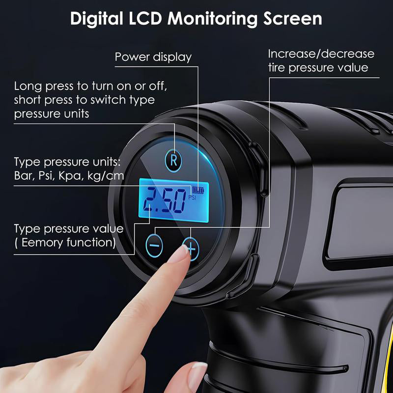 Portable Cordless Air Compressor with Digital Display
