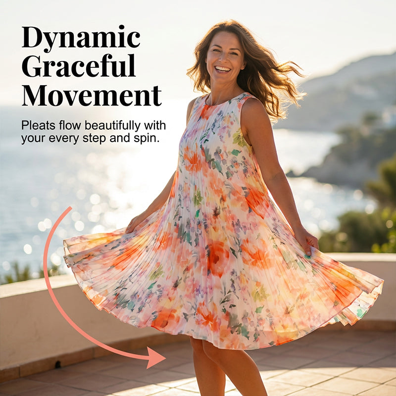 💥 Special Sale 50% OFF💥Women’s Sleeveless Floral Print Pleated Dress