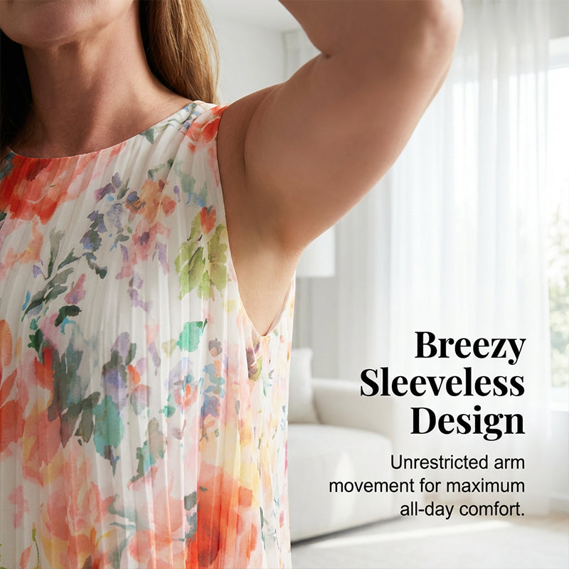 💥 Special Sale 50% OFF💥Women’s Sleeveless Floral Print Pleated Dress