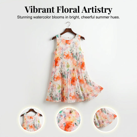 💥 Special Sale 50% OFF💥Women’s Sleeveless Floral Print Pleated Dress