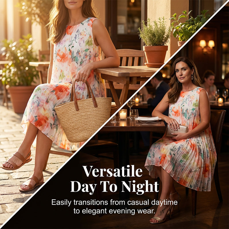 💥 Special Sale 50% OFF💥Women’s Sleeveless Floral Print Pleated Dress