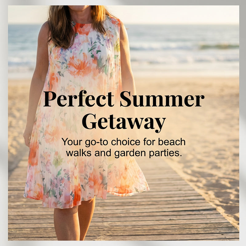 💥 Special Sale 50% OFF💥Women’s Sleeveless Floral Print Pleated Dress