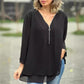 👚 60% OFF NOW! ✨ Double-Layer V-Neck Zipper 3/4 Sleeves Soft Tops – Elegant Design, Comfortable Fit & Versatile Style 🌸