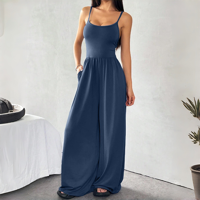 🔥Hot Sale Offers-Spaghetti Strap Wide-Leg Jumpsuit with Pockets