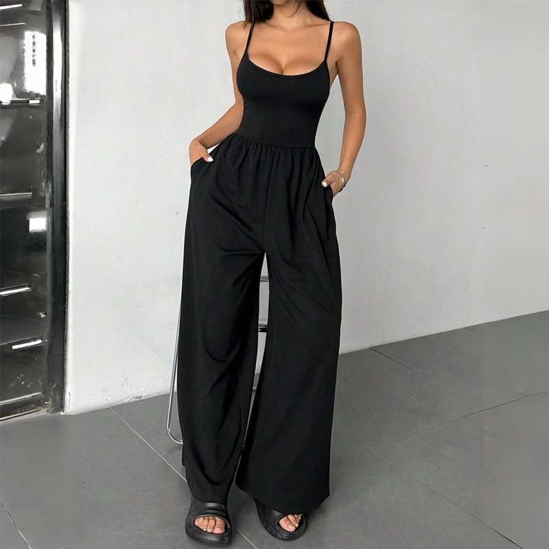 🔥Hot Sale Offers-Spaghetti Strap Wide-Leg Jumpsuit with Pockets