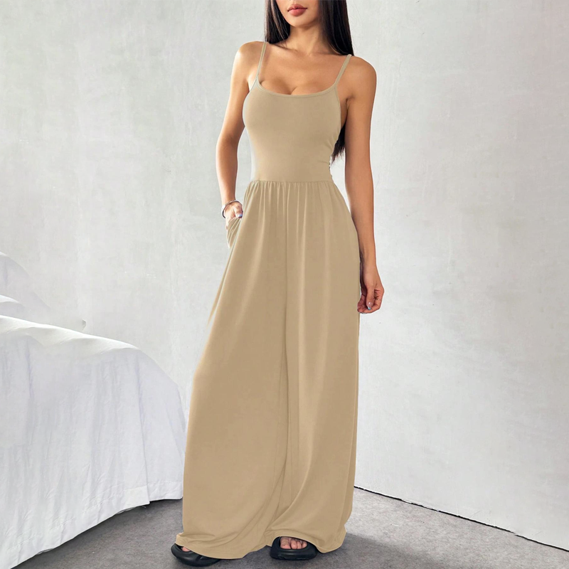 🔥Hot Sale Offers-Spaghetti Strap Wide-Leg Jumpsuit with Pockets