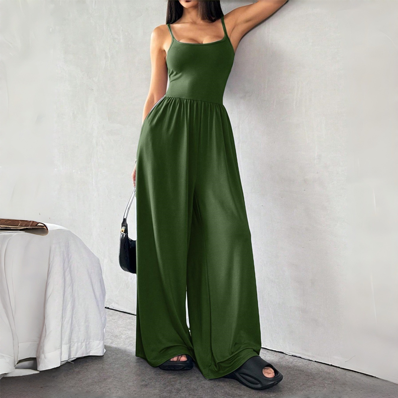 🔥Hot Sale Offers-Spaghetti Strap Wide-Leg Jumpsuit with Pockets