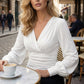 Women’s Deep V Neck Slim Fit Ruched Top