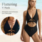Lace-Up Front Monokini Beachwear with Cutouts