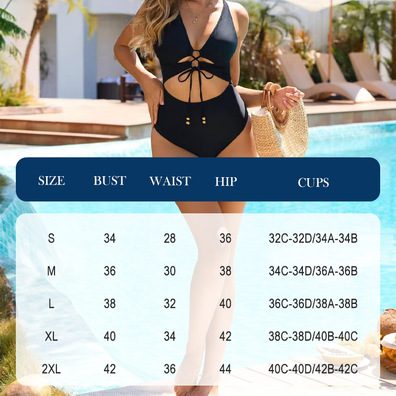 Lace-Up Front Monokini Beachwear with Cutouts