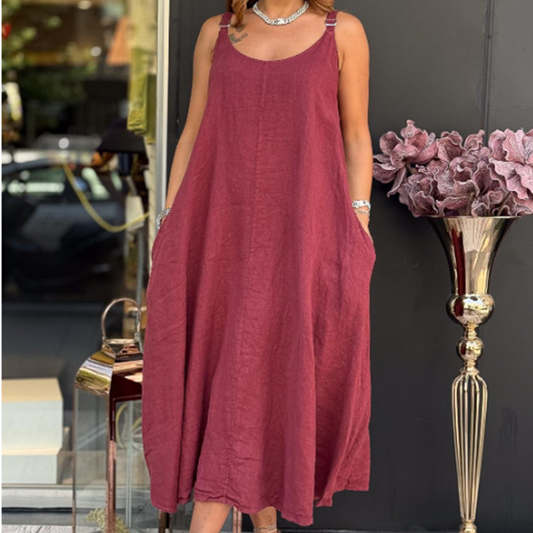 🌿 Women’s Cotton Linen Cami Dress with Pockets – Breathable, Comfortable & Effortlessly Chic 👗✨