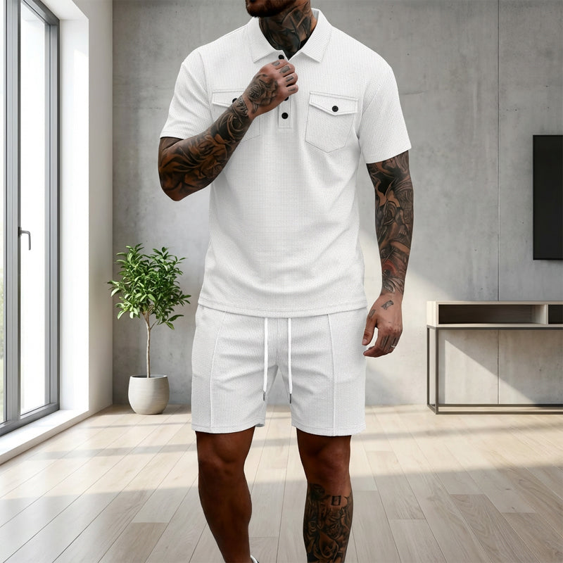 👕🩳 Men’s Short Sleeve Top & Drawstring Shorts 2-Piece Set – Casual, Comfortable & Perfect for Summer ⚡✨